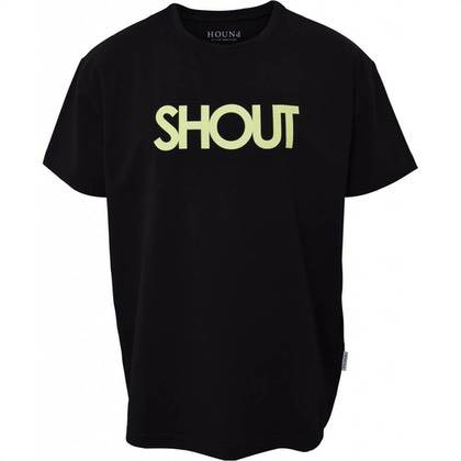 Hound T-shirt med loose fit i sort og lime grøn "Shout" logo